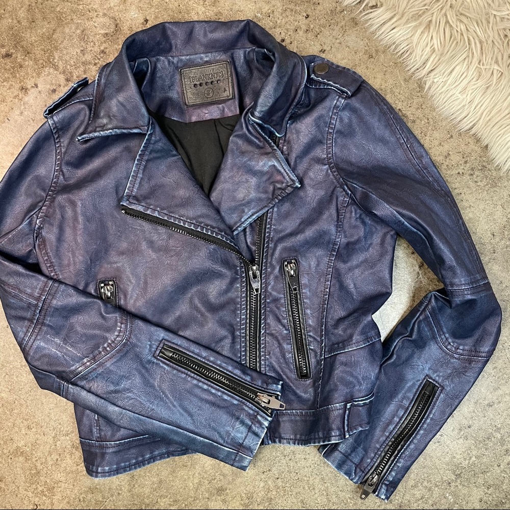 Blank NYC Blue Leather Jacket